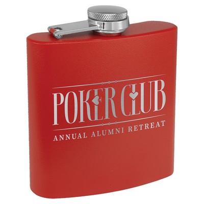 6 oz. Matte Red Powder Coated Stainless Steel Flask