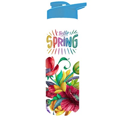 Freedom Bottle -28 Oz. Straight Walled Transparent Bottle w/ Drink Thru Lid - Digital Imprint