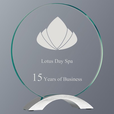 Round Cosmic Glass Circle with Aluminum Base, Medium (6-3/4"x8-1/2"H)