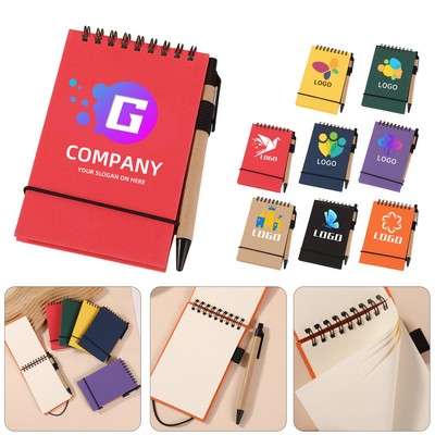 Top Spiral Eco Pocket Notepad with Pen and Elastic Closure
