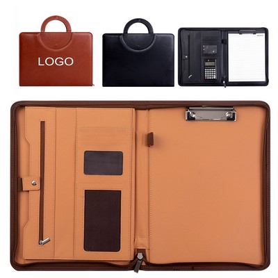 A4 Multifunctional Conference Folder Zippered PU Business File Case