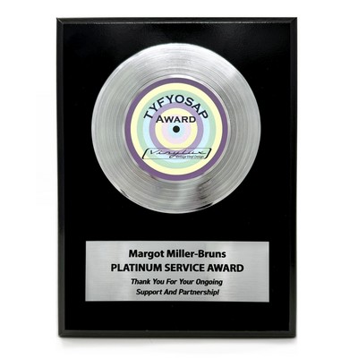 Mini Platinum Record Award - 6" x 8" Black Plaque