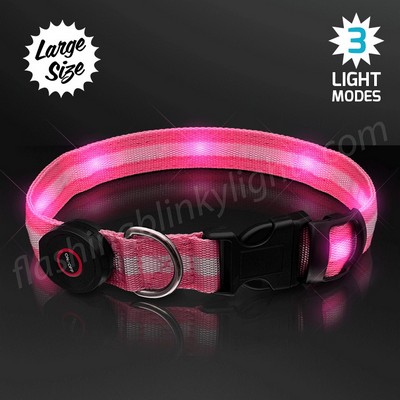 Pink LED Dog Collars, Adjustable - BLANK
