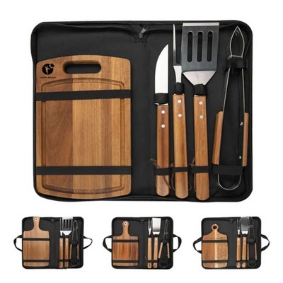 Wooden BBQ Tool Set with Chopping Board