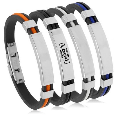 Adjustable Stainless Steel Silicone Bracelet