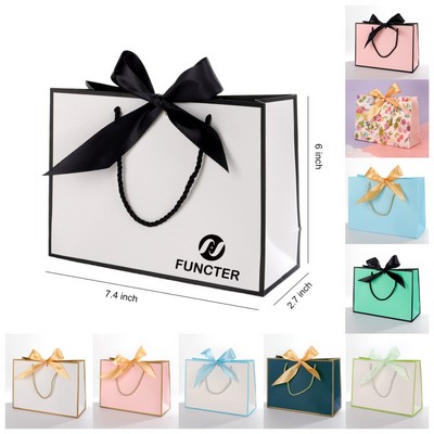 Tinted Kraft Eurotote Bag With Ribbon Bow 7.4 x 6"