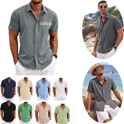 Men's Loose Linen Short Sleeved Shirt