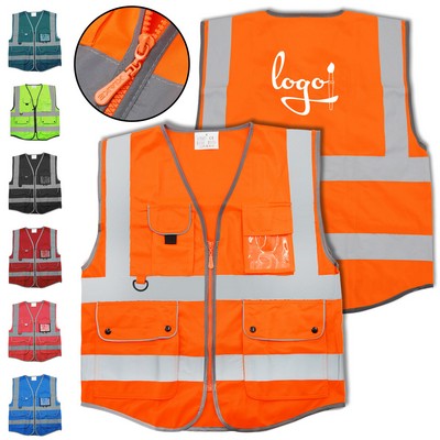 100% Polyester High-Visibility Reflective Vest