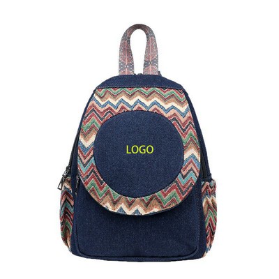 Artisanal Denim School Backpack W/ Smart Magnetic Closure