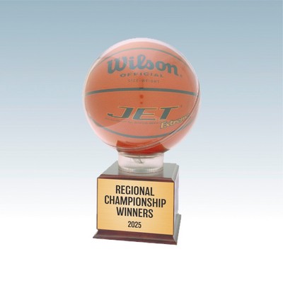 All Star Basketball Holder on Large Cherry Finish Base