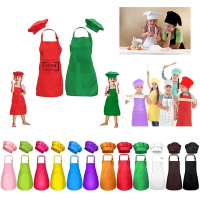 Kid's Apron Set with Chef Hat and Parent-Child Apron