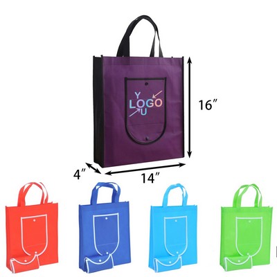 Foldable Non-Woven Tote Bag with Snap Closure
