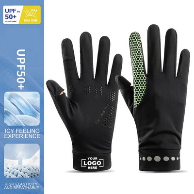 Unisex Full Finger UV Protection Gloves with Ice Silk Cooling Sensation