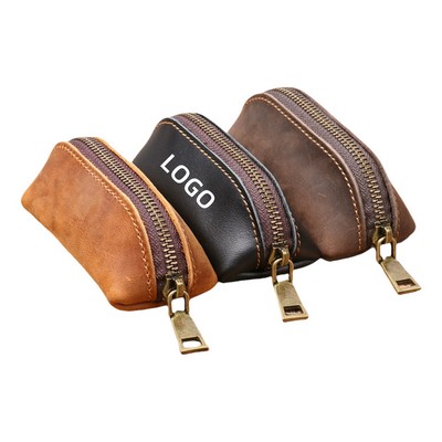 Genuine Leather Zipper Coin Purse