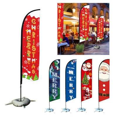 Customized Christmas Decor Feather Flag with Pole and Base Kit Business Advertising Flag