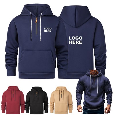 Custom Logo Hooded Sweatshirt Men's Fashion Half Zip Hoodie