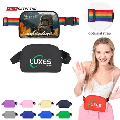 Polyester Belt Bag with Interior Mesh Pockets and Rear Zip