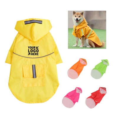 Dog Raincoat with Hood and Reflective Strip