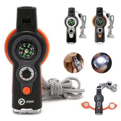 7-in-1 SOS Emergency Survival Whistle Outdoor Multifunctional Tool Safety Whistle With Compass