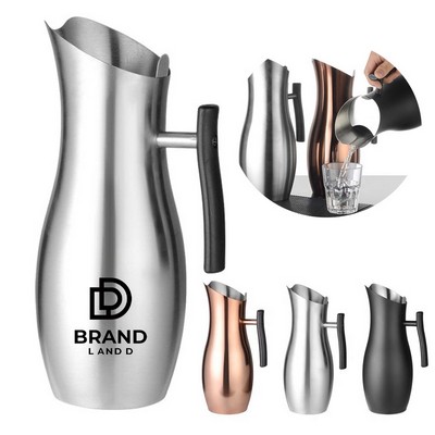 2L Cold Drinks Kettle Tea Pot Stainless Steel Water Pitcher Jug with Ice Guard