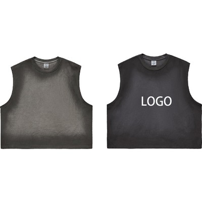 230G Pure Cotton Water-washed Sleeveless Vest