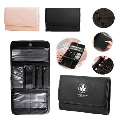 PU Material Simple Folding Jewelry Storage Bag Multi-Category Organizer