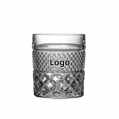 Crystal Glass Liquor Bottle and Glass Set with Etched Design