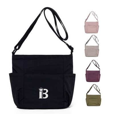 Women Nylon Crossbody Shoulder Bag w/ Pockets