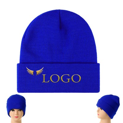 Thick Acrylic Embroidered Knit Hat