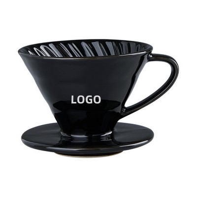 Ceramic V60 Style Pour Over Coffee Filter Cone for Home Brewing