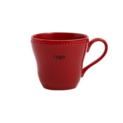 Elegant Embossed Ceramic Coffee Mug Set for Couples Home Use