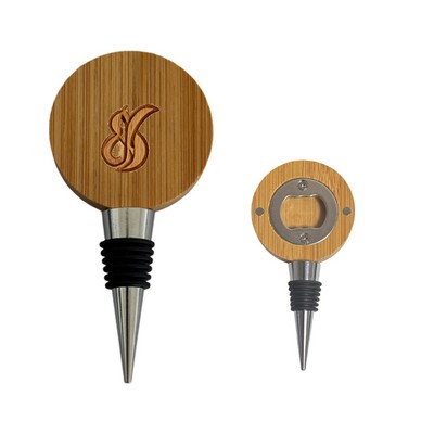 Bamboo Wine Stopper With Bottle Opener for Party Home Bar