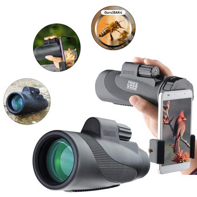 Camping Traveling Wildlife Scenery Waterproof 12X50 Monocular Telescope With Smartphone Holder