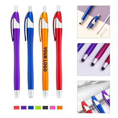 Metallic Stylus Ballpoint Pen Retractable Tip Design