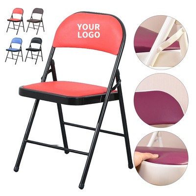 Foldable Iron Chair With PVC Leather Cushion