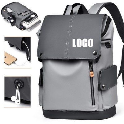 PU Leather Large-Capacity Travel Backpack