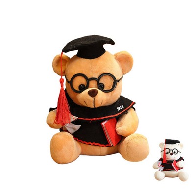 8.5" Short Plush Bear With Graduation Cap & Gown