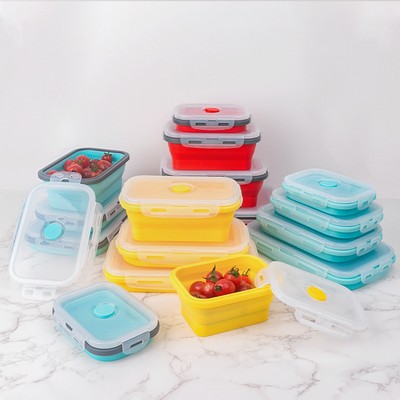4 Piece Rectangular Silicon Collapsible Food Container Set