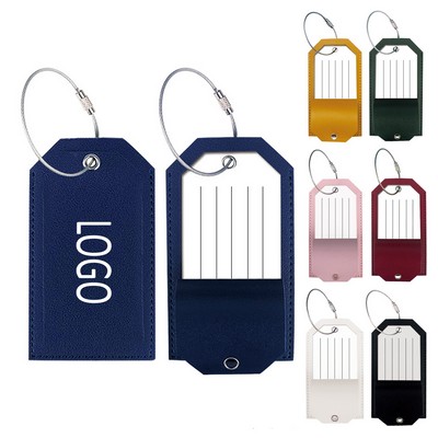 PU Leather Luggage Tag With Metal Ring