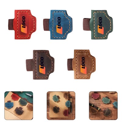 Leather Magnetic Bookmark With Pen Holder