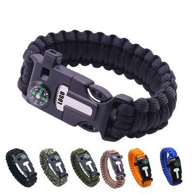 5-in-1 Outdoor Survival Paracord Bracelet with Compass