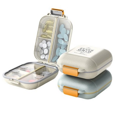 Portable Pill Organizer, Pill Box with 7 Compartments, Pill Case for Travel, Daily Pill Container