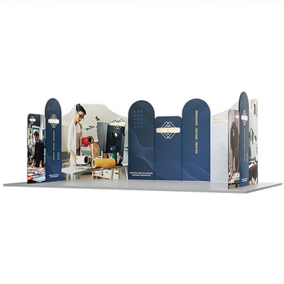 20' Magnetic Modular Fabric Displays U Shape Curved (Double Sided)