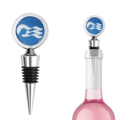 Wide Trim Round Resin Sticker Metal Wine Stopper