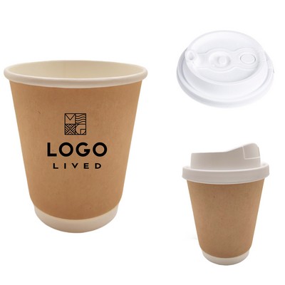 12oz Brown Double Wall Insulated Coffee Paper Cup