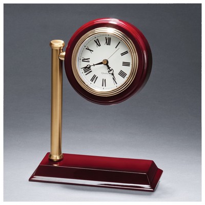 Rail Station Style Desk Clock on Rosewood High Gloss Base - CLK46