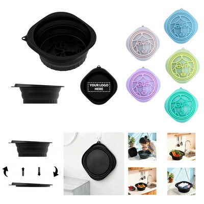 10.5" Collapsible Silicone Basin with Abstract Face Design