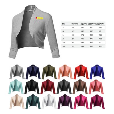 3/4 Sleeve Open Front Shrug Cardigan