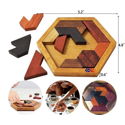 Hexagon Tangram Puzzle Wooden Puzzle