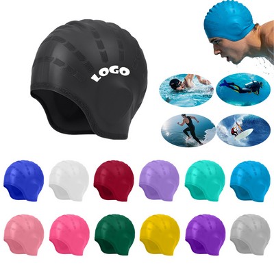 Silicone 3D Ear-Protecting Waterproof Swim Cap for Diving, Swimming, and Surfing